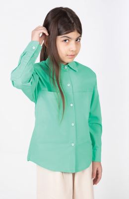 شومیز پوپلین جیب دار آستین بلند