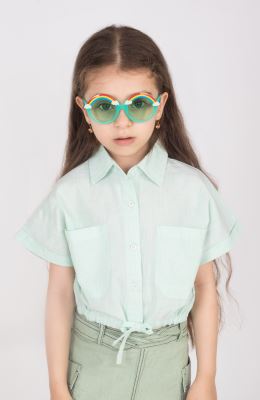 شومیز تاری پودی اسلپ آستین کوتاه