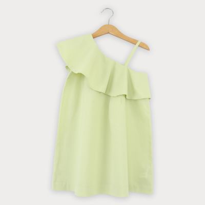 پیراهن پوپلین یقه رومی پیلی دار