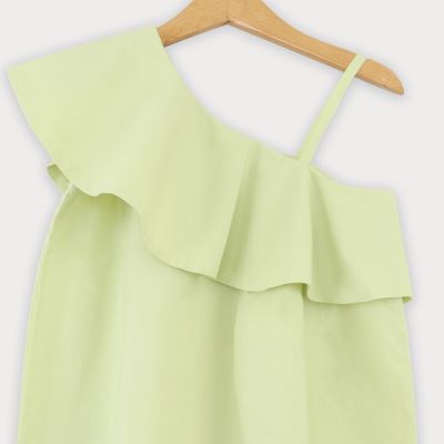 پیراهن پوپلین یقه رومی پیلی دار