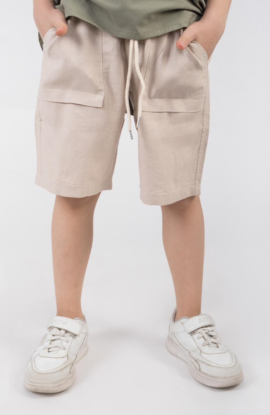 شلوارک لینن جیب دار