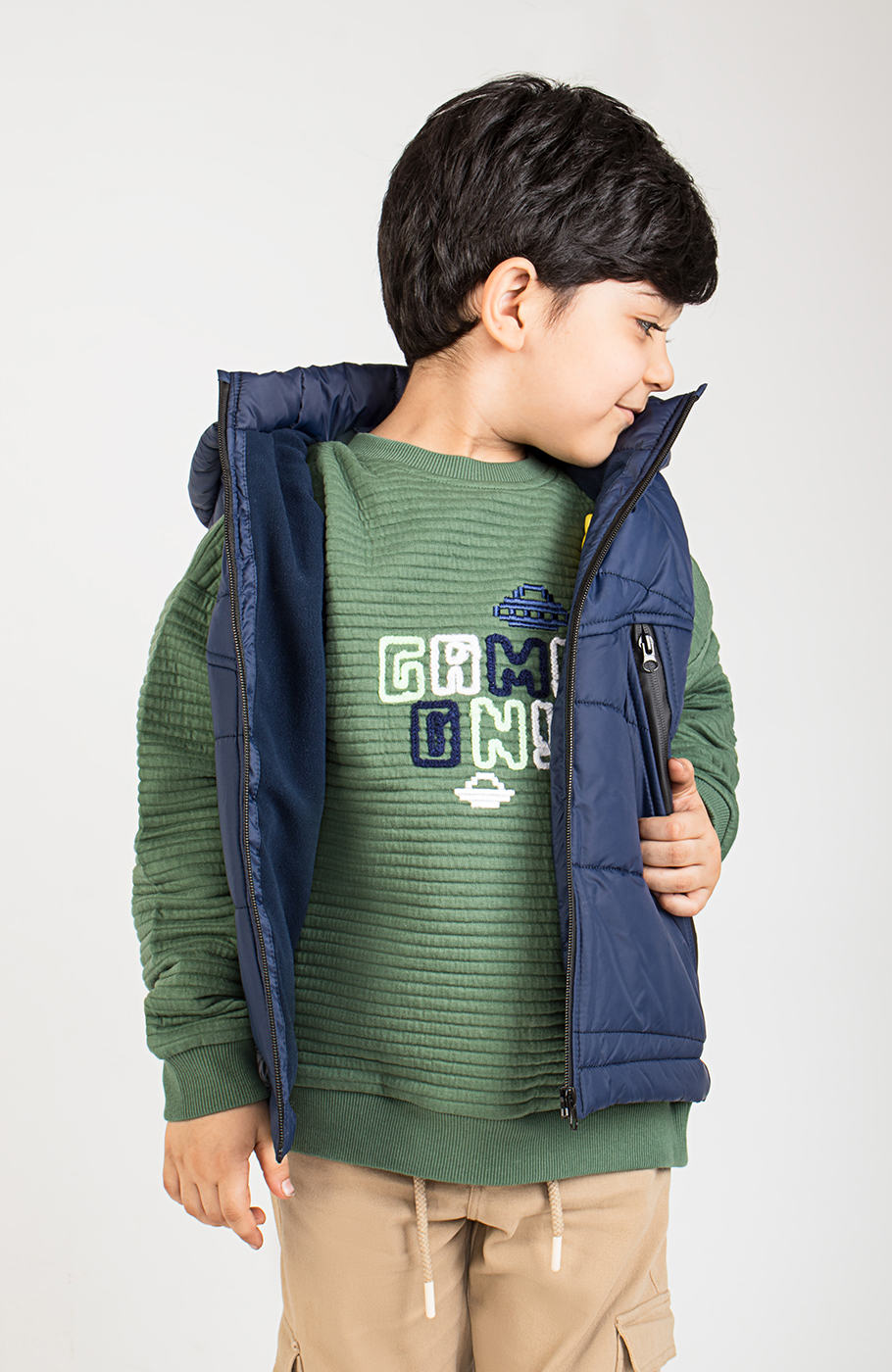 ژیله پافر راه راه برش دار