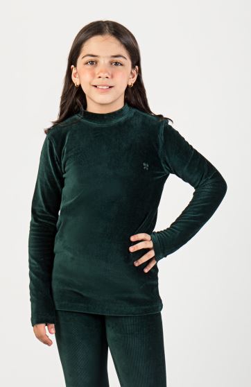 بلوز مخمل کبریتی یقه سه سانت