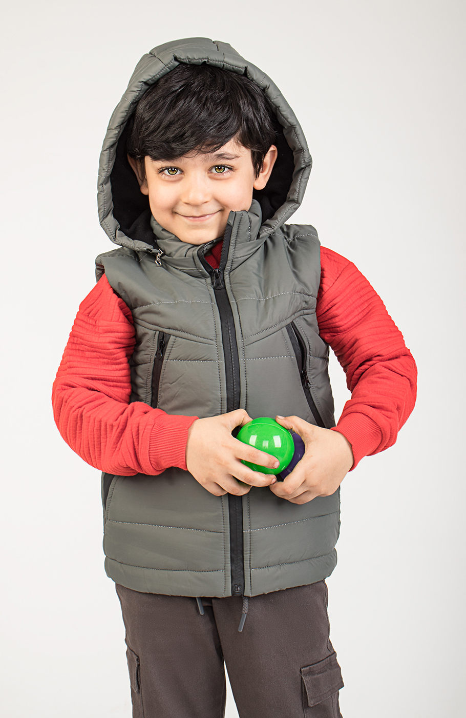 ژیله پافر راه راه برش دار