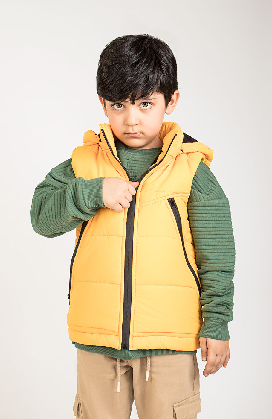 ژیله پافر راه راه برش دار