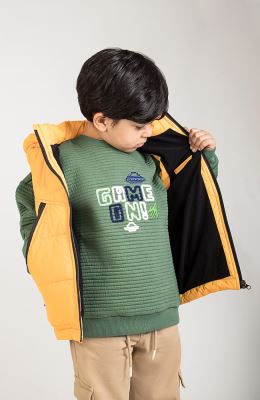 ژیله پافر راه راه برش دار