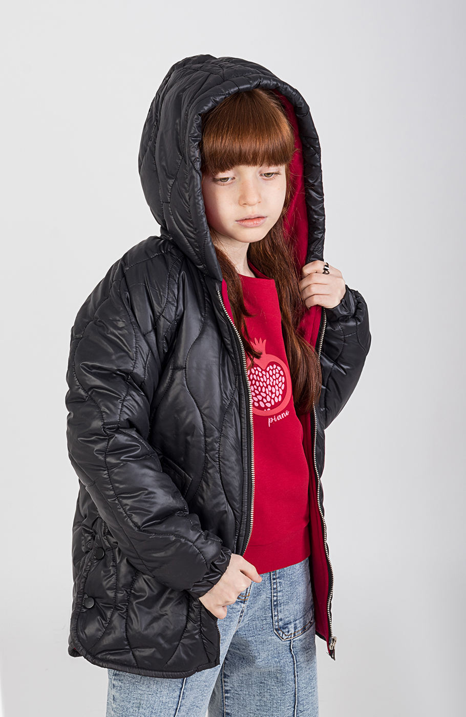 کاپشن پافر طرح گلدانی