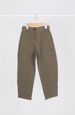 شلوار کتان کج راه برش دار