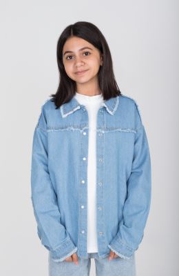 شومیز جین دمپا هلالی ریش ریش