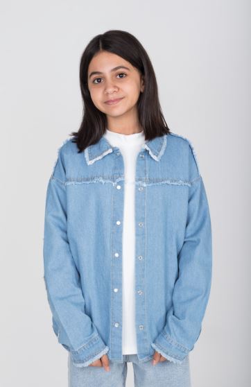 شومیز جین دمپا هلالی ریش ریش