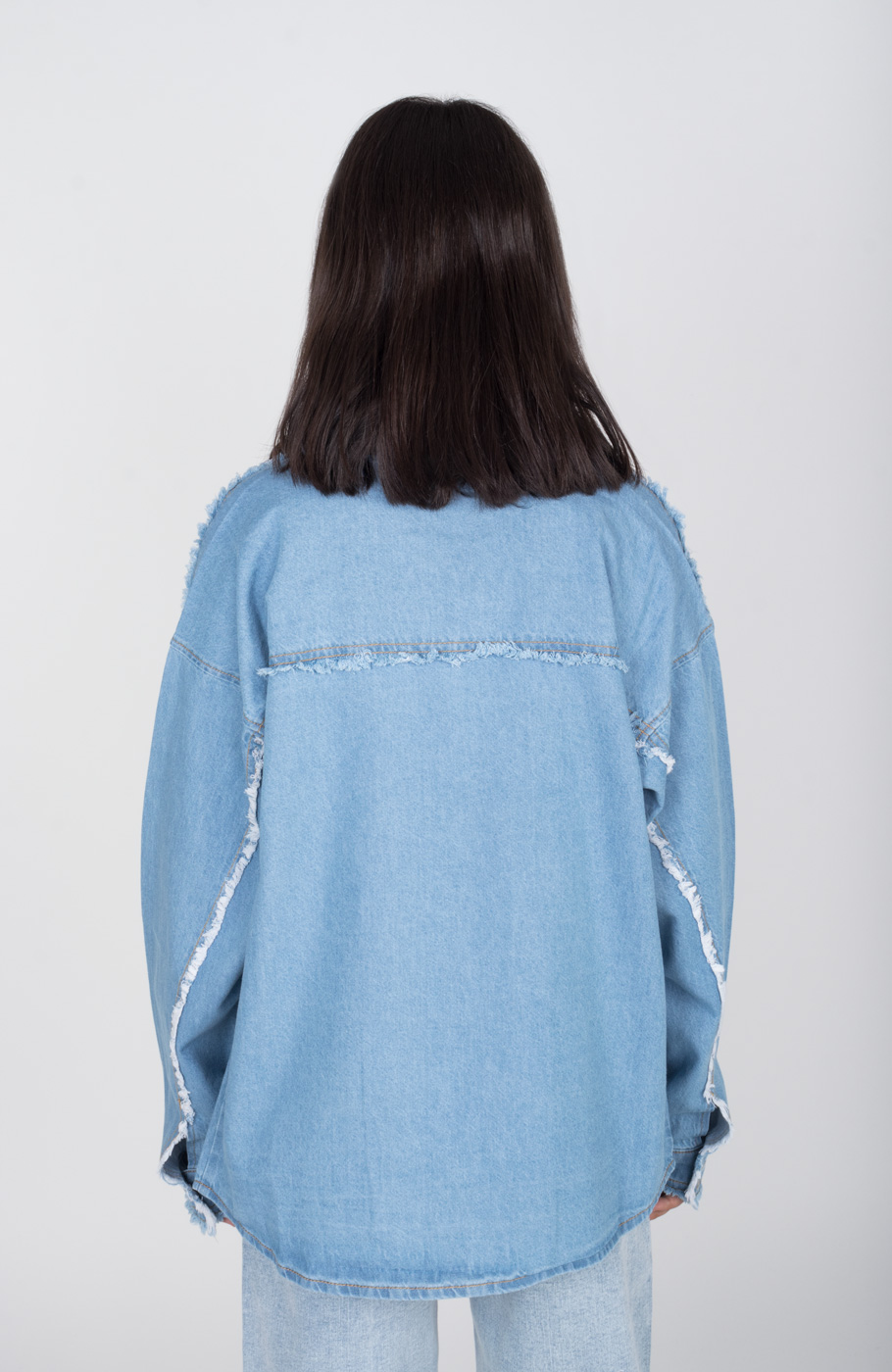 شومیز جین دمپا هلالی ریش ریش