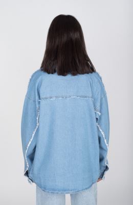 شومیز جین دمپا هلالی ریش ریش