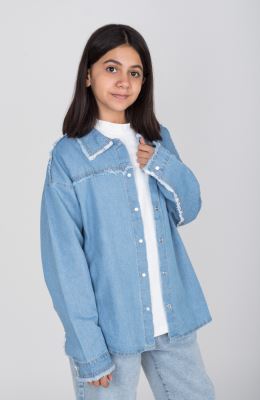 شومیز جین دمپا هلالی ریش ریش