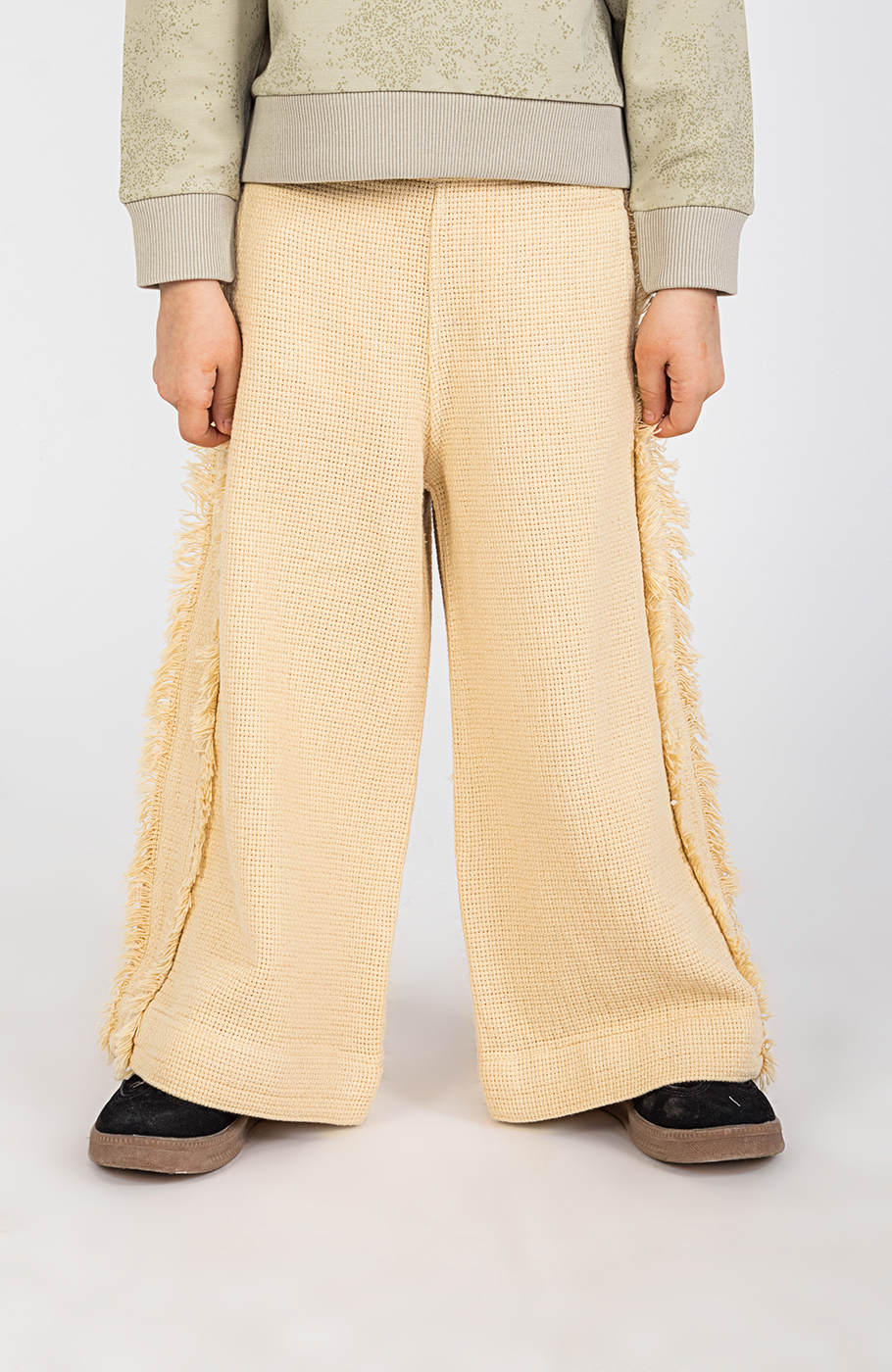 شلوار حصیری بافت واید پهلو ریش ریش