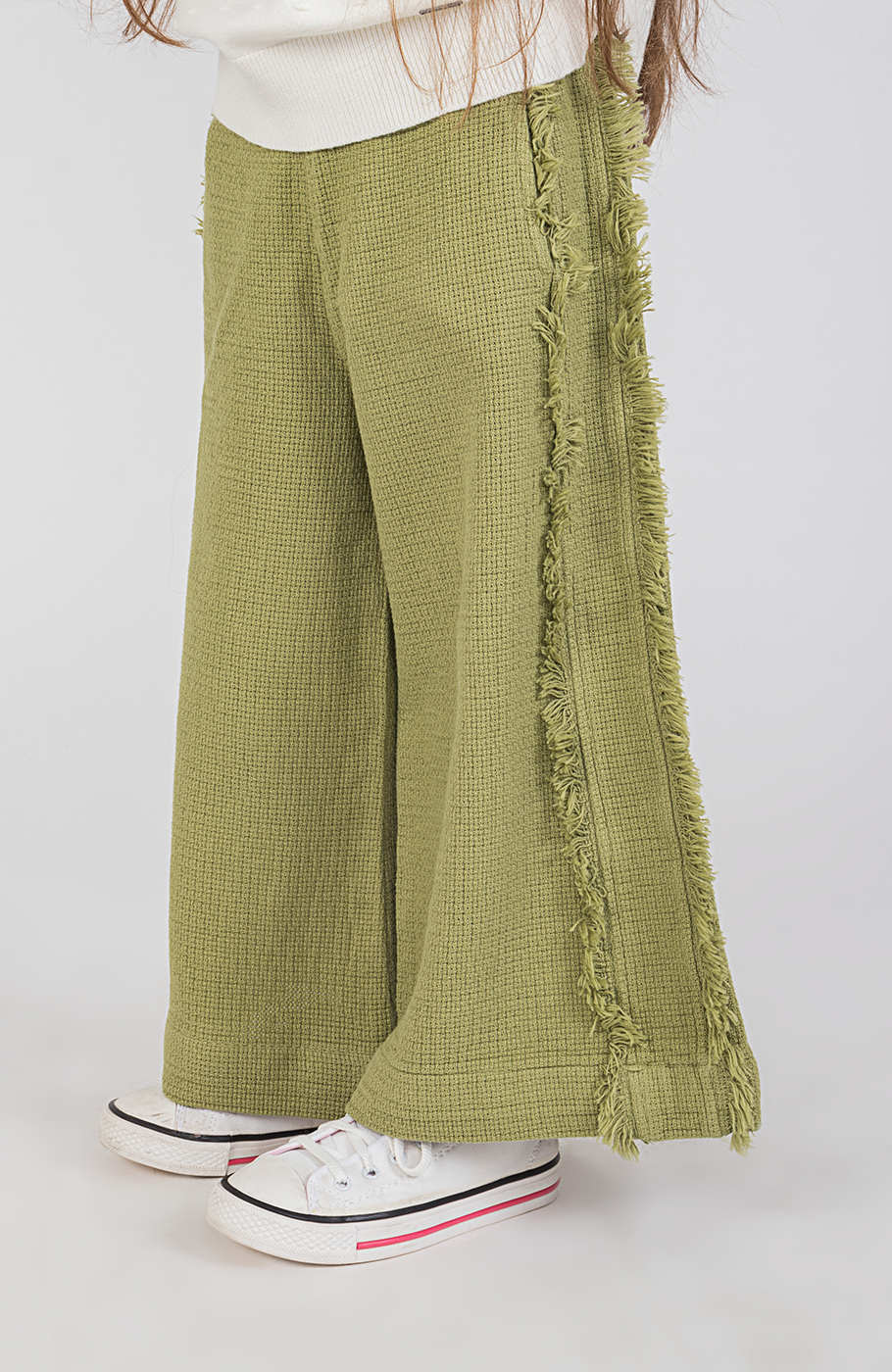 شلوار حصیری بافت واید پهلو ریش ریش