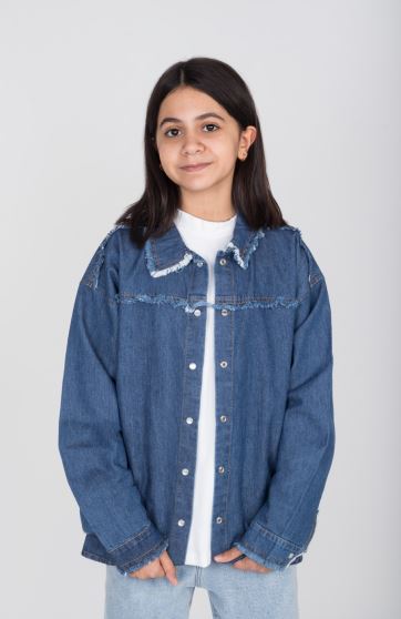 شومیز جین دمپا هلالی ریش ریش