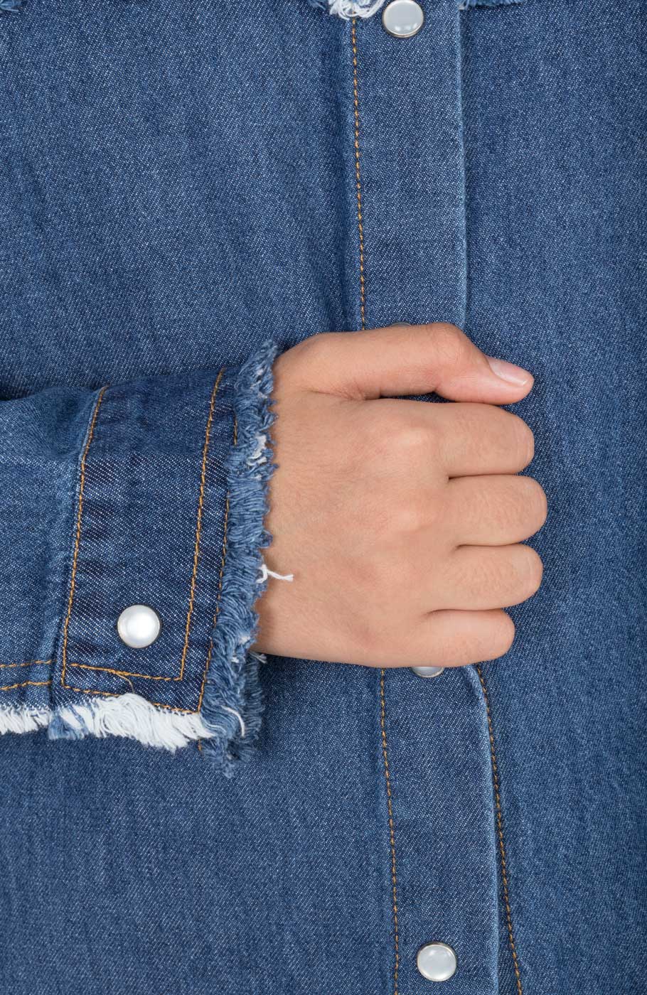 شومیز جین دمپا هلالی ریش ریش