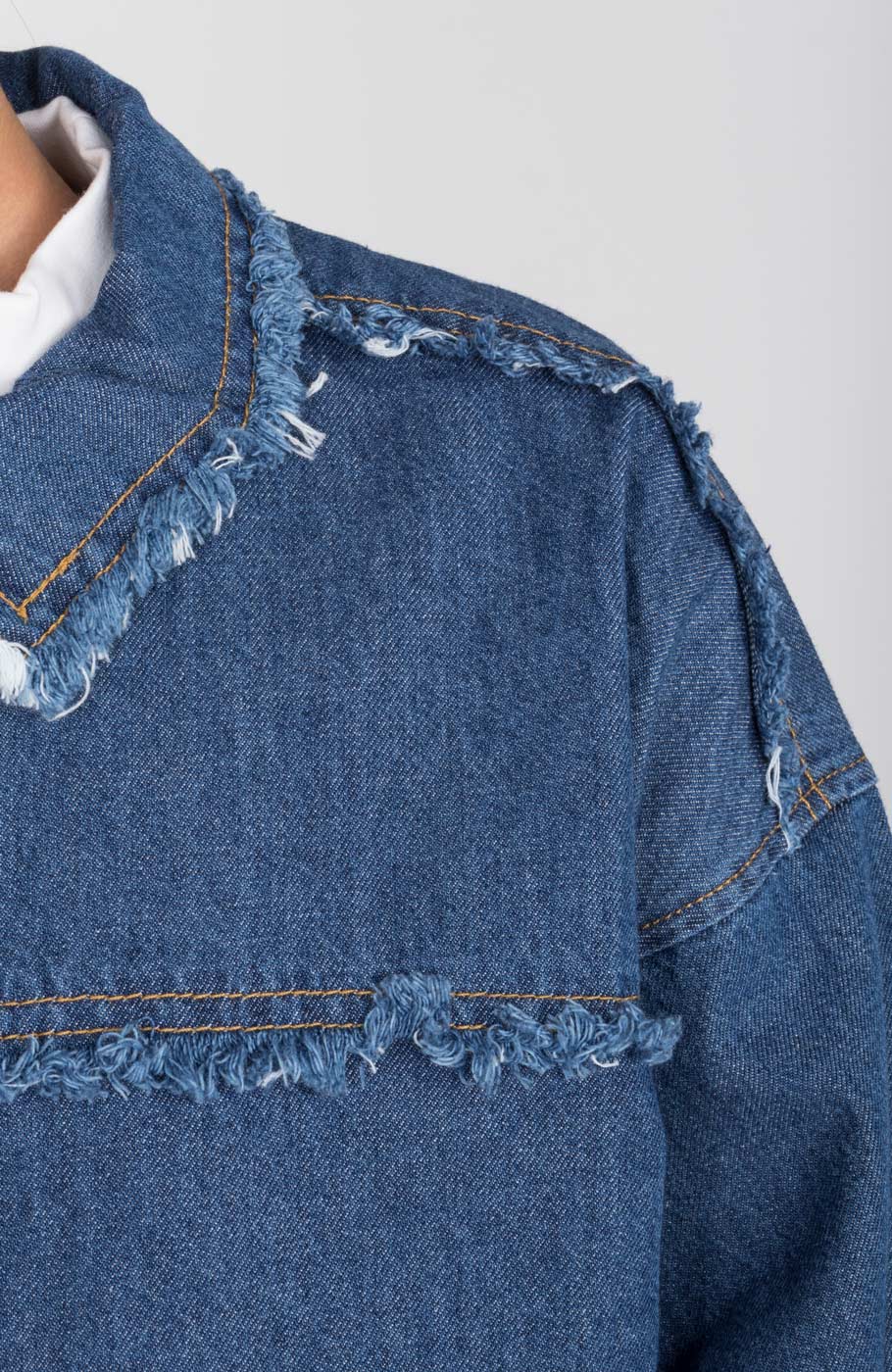 شومیز جین دمپا هلالی ریش ریش