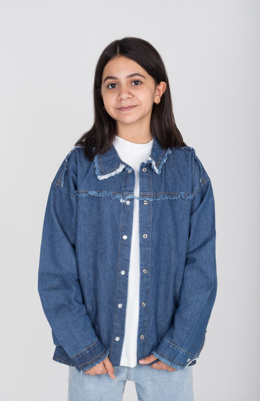 شومیز جین دمپا هلالی ریش ریش