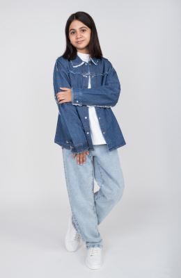 شومیز جین دمپا هلالی ریش ریش