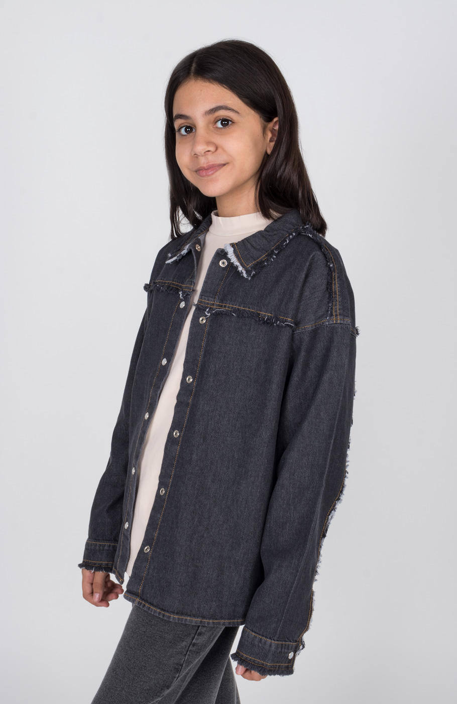 شومیز جین دمپا هلالی ریش ریش