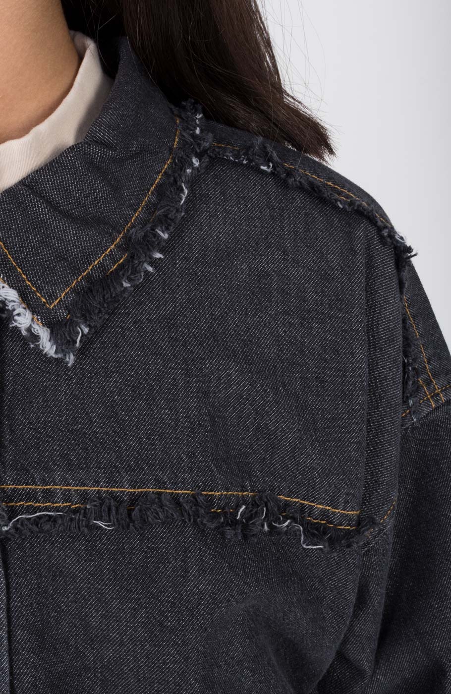 شومیز جین دمپا هلالی ریش ریش