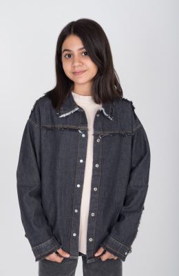 شومیز جین دمپا هلالی ریش ریش