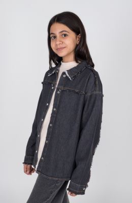 شومیز جین دمپا هلالی ریش ریش