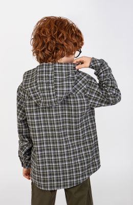 شومیز فلانل آستین بلند کلاه دار