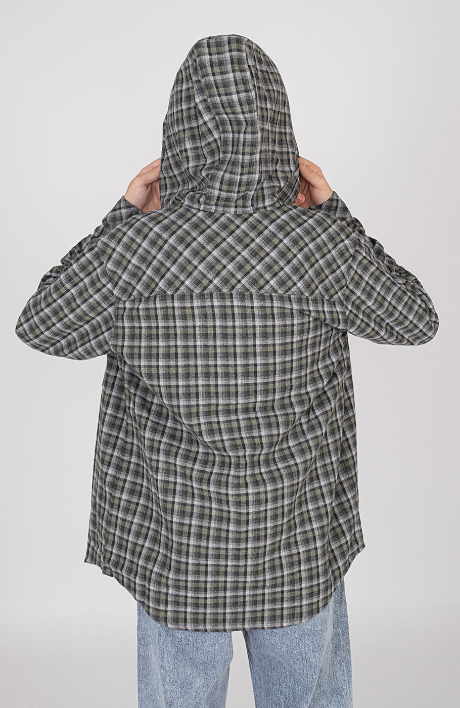 شومیز فلانل آستین بلند کلاه دار