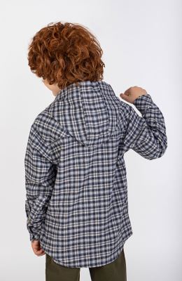 شومیز فلانل آستین بلند کلاه دار