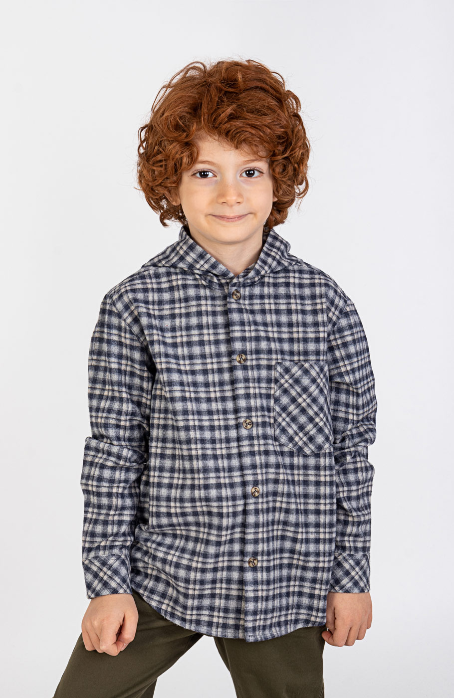 شومیز فلانل آستین بلند کلاه دار