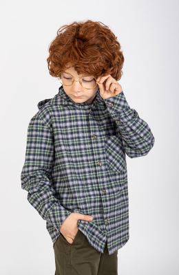 شومیز فلانل آستین بلند کلاه دار