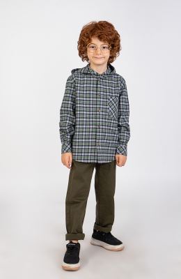 شومیز فلانل آستین بلند کلاه دار