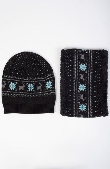 کلاه و رینگ بافت با طرح کریسمس