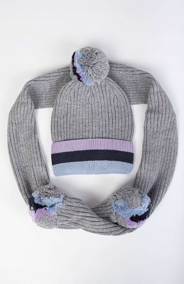 کلاه و شال بافت لبه راه راه