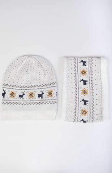 کلاه و رینگ بافت با طرح کریسمس