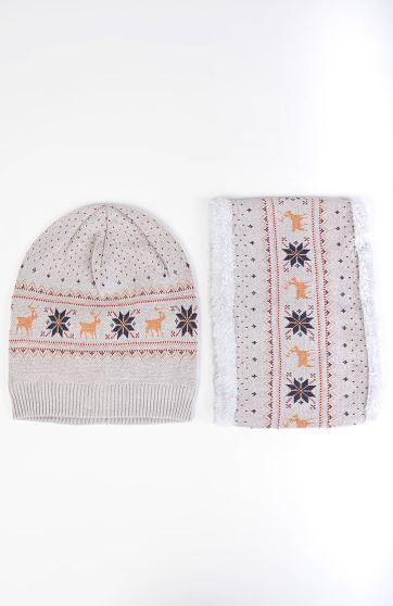 کلاه و رینگ بافت با طرح کریسمس