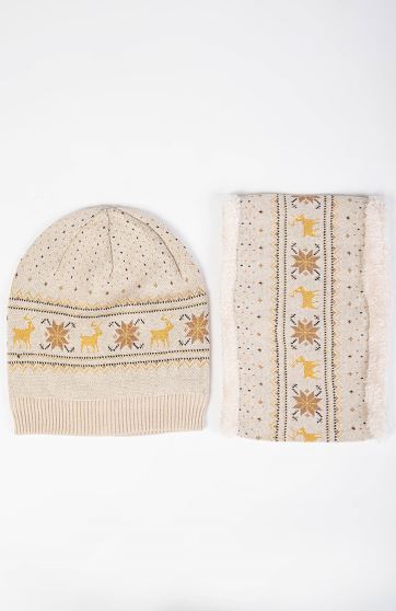 کلاه و رینگ بافت با طرح کریسمس