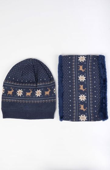 کلاه و رینگ بافت با طرح کریسمس