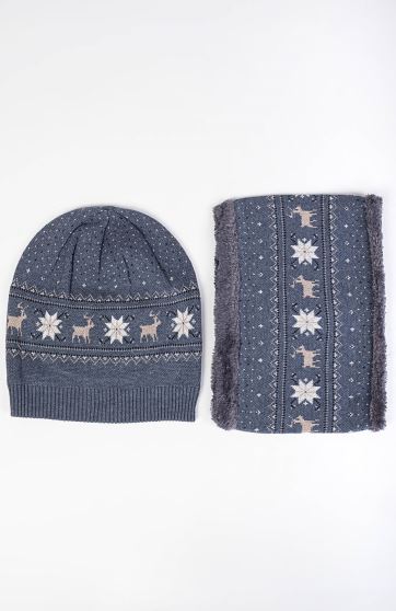 کلاه و رینگ بافت با طرح کریسمس