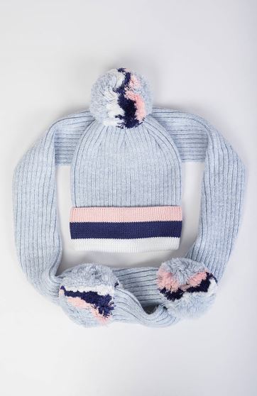 کلاه و شال بافت لبه راه راه