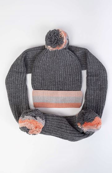 کلاه و شال بافت لبه راه راه