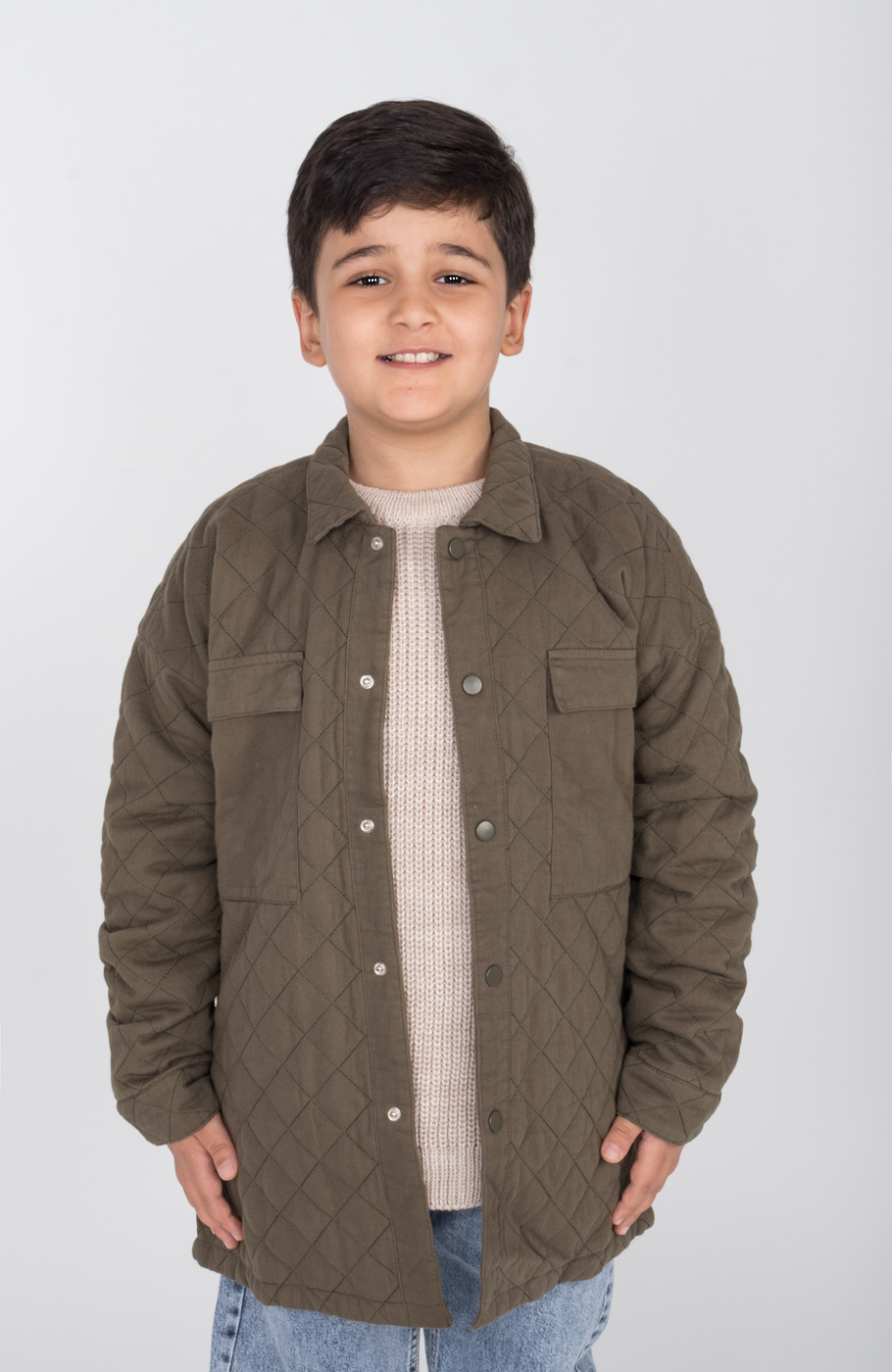 شکت کتان لاینر دار با طرح لوزی