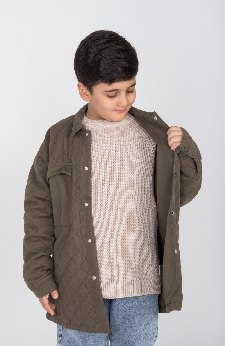 شکت کتان لاینر دار با طرح لوزی