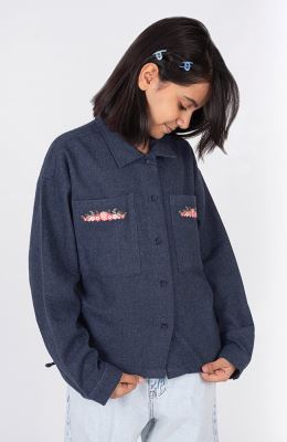 شومیز فلانل کج راه آستین بلند دمپا گت دار