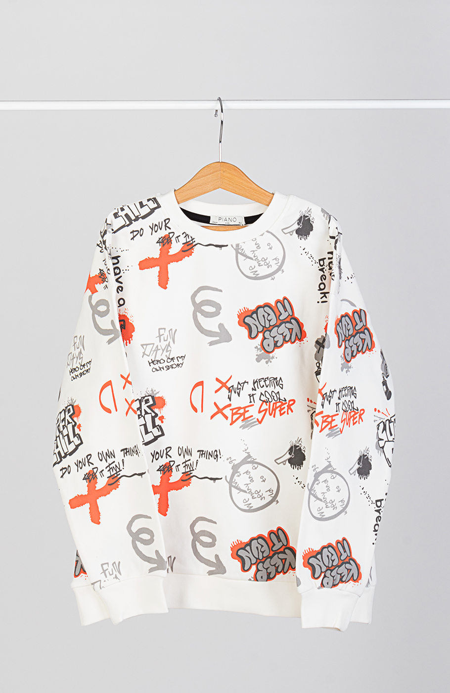 بلوز فاینریب آستین افتاده تمام چاپ