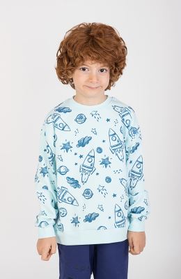 بلوز فاینریب آستین افتاده تمام چاپ