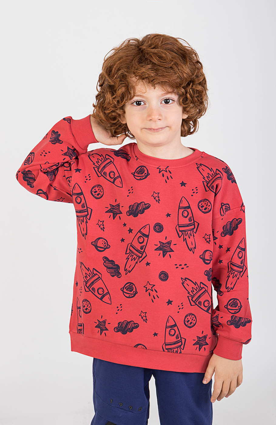 بلوز فاینریب آستین افتاده تمام چاپ