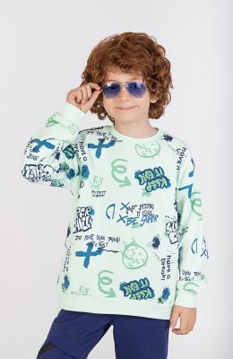 بلوز فاینریب آستین افتاده تمام چاپ